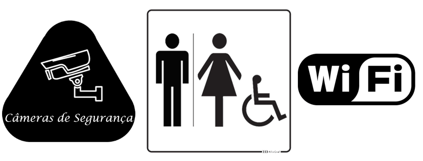 Câmeras de Segurança. Toilete Masculino, Feminino (Semi-adaptado) e WiFi Grátis